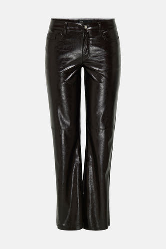 Pantalon brun de JDY, avec une texture brillante et cuirée et des poches arrière.