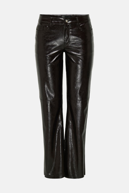 Pantalon brun de JDY, avec une texture brillante et cuirée et des poches arrière.