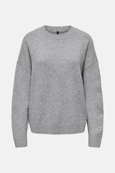Sweat gris à col rond de ONLY, en tissu côtelé.