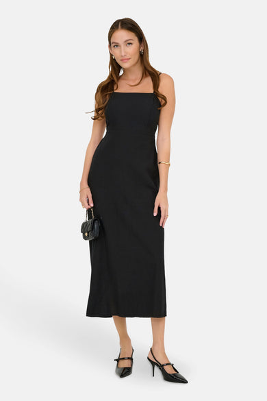 ONLJAKIRI LINEN STRAP MIDI DRESS WVN