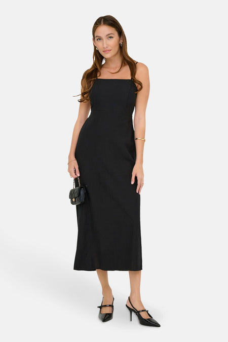 ONLJAKIRI LINEN STRAP MIDI DRESS WVN