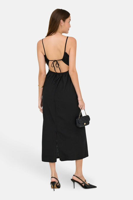 ONLJAKIRI LINEN STRAP MIDI DRESS WVN