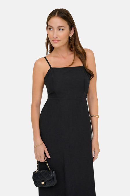 ONLJAKIRI LINEN STRAP MIDI DRESS WVN