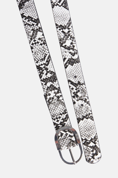 Zwarte riem met slangenprint van ONLY, met zilverkleurige gesp.