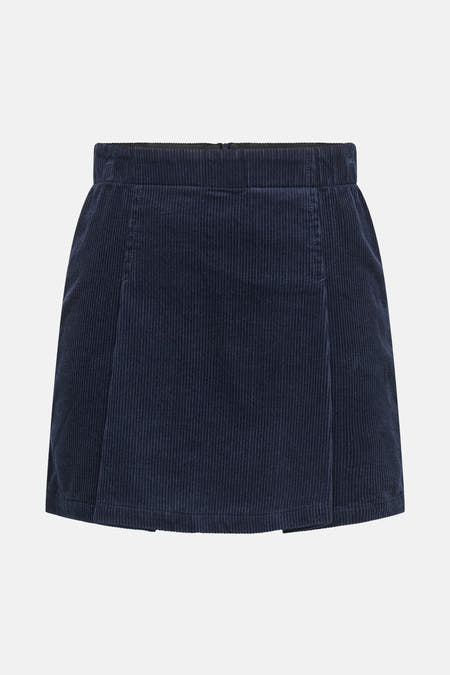 Jupe en corduroy bleu d'ONLY, avec une texture lisse et une courte longueur.