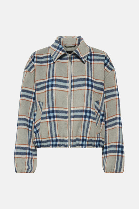 Veste courte multicolore d'ONLY®, avec un motif à carreaux et une fermeture éclair devant.