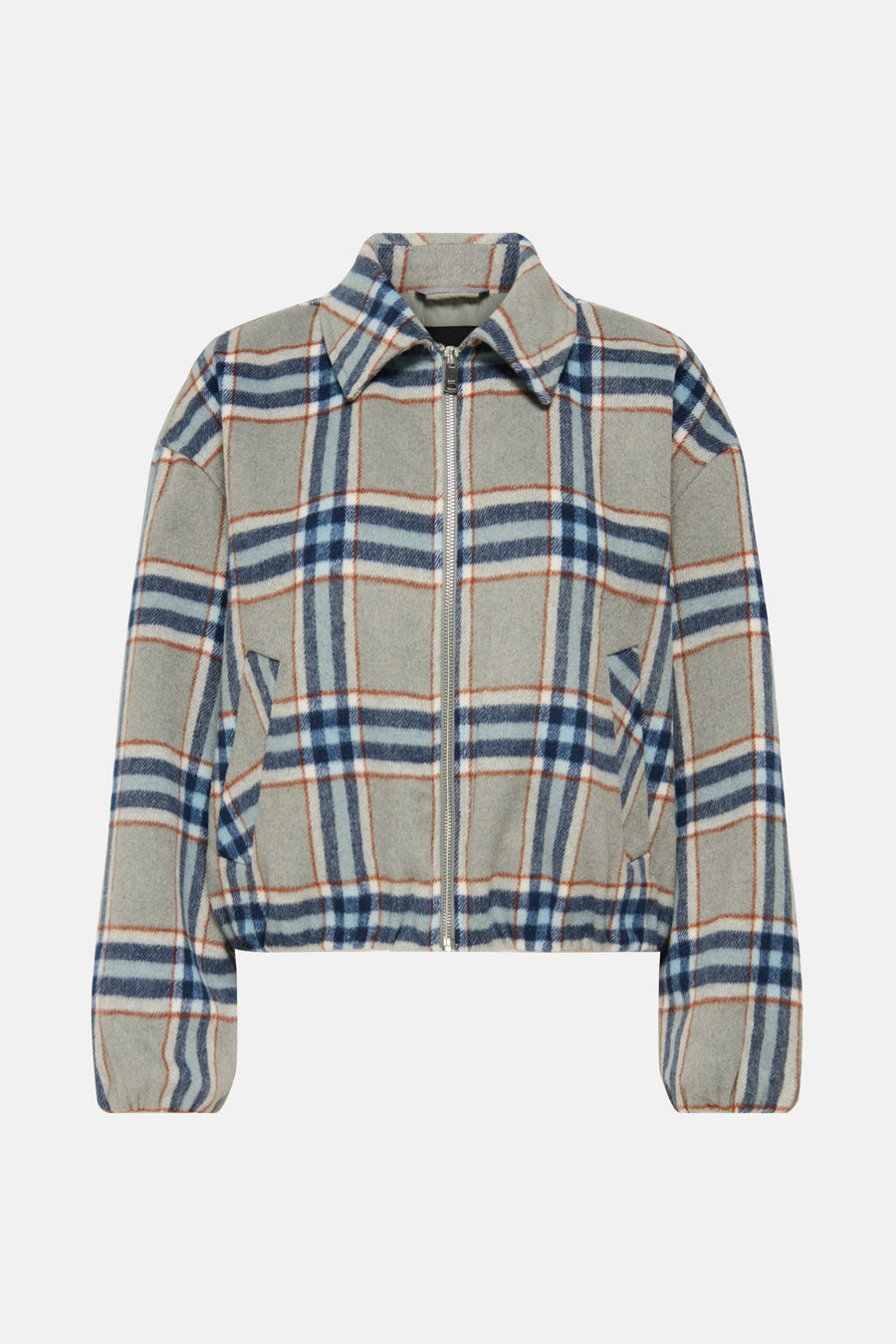 Veste courte multicolore d'ONLY®, avec un motif à carreaux et une fermeture éclair devant.