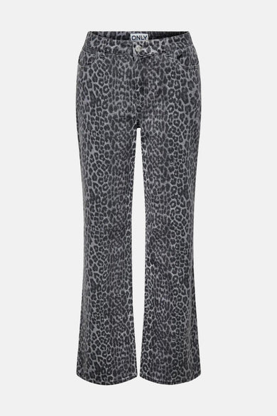 Pantalon gris d'ONLY avec imprimé léopard.