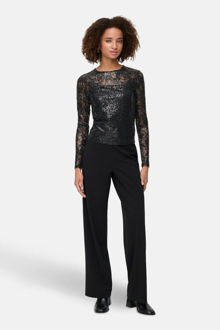 ONLINNIA LS LACE SEQUIN TOP WVN