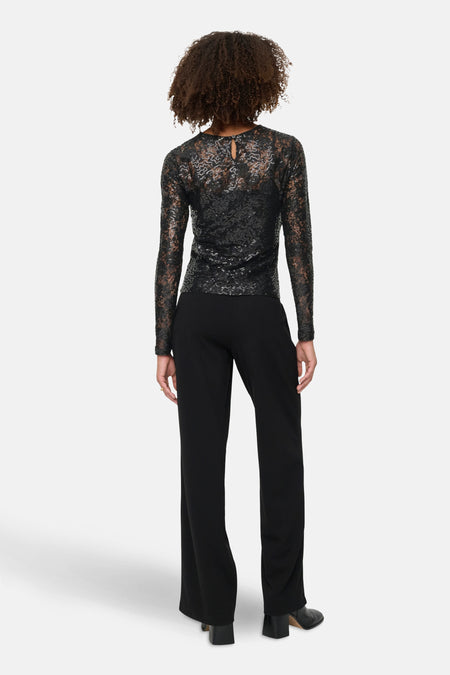 ONLINNIA LS LACE SEQUIN TOP WVN