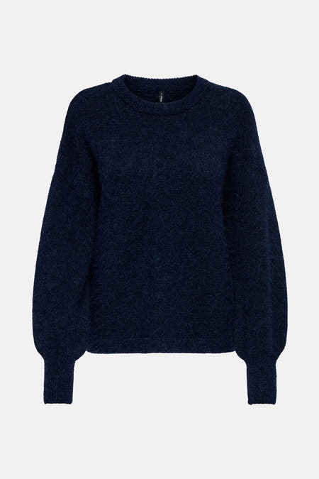 Sweat-shirt bleu marine avec col rond de ONLY, avec des manches longues et une fine texture.