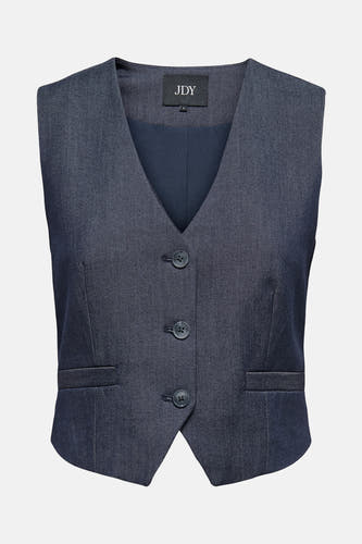 Veste en denim bleu marine de JDY, avec fermeture à boutons et poches.