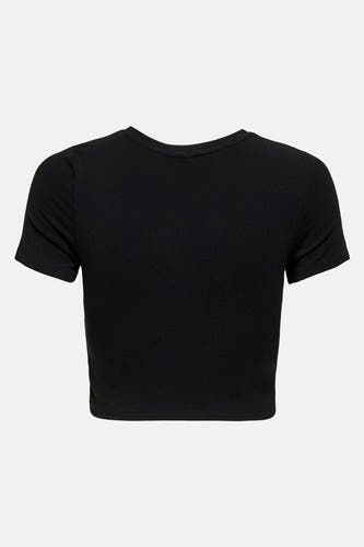 T-shirt noir à manches courtes de ONLY, avec une subtile texture côtelée et une simple encolure ronde.