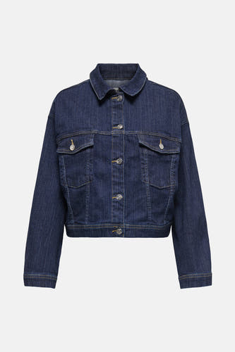 Blouson en denim bleu marine de ONLY, avec des boutons et des poches po po argentés.