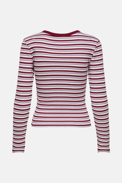Multikleurig T-shirt met lange mouwen van ONLY, met een gestreept patroon.
