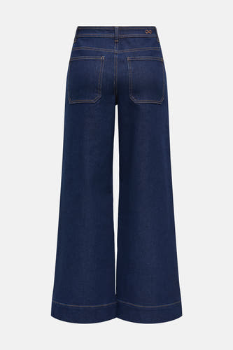 Jean denim bleu marine large de JDY, vu de l'arrière avec des poches et des rivets.