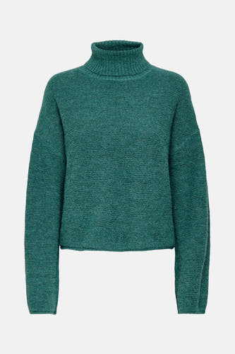 Gilet vert de JDY, avec des manches longues et une texture tricotée.