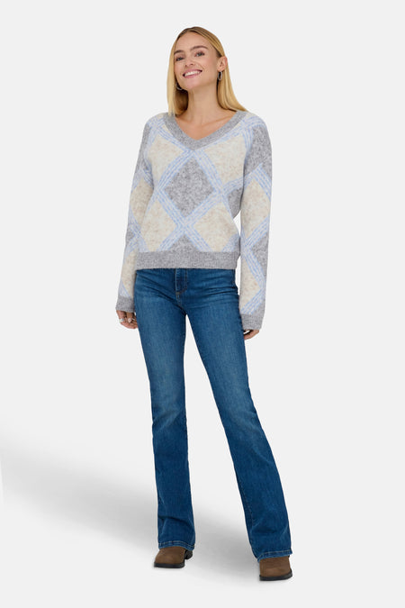 JDYZOEY LIFE L/S V-NECK JACQ PULL KNT