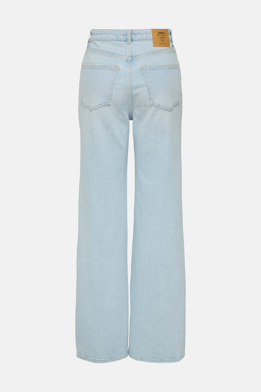 Lichtblauwe, wijde jeans van spijkerstof.