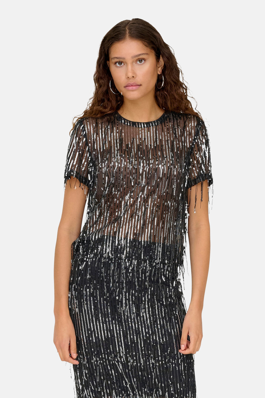 ONLSPACY SS SEQUINS TOP WVN