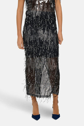 ONLSPACY HW LONG SEQUINS SKIRT WVN