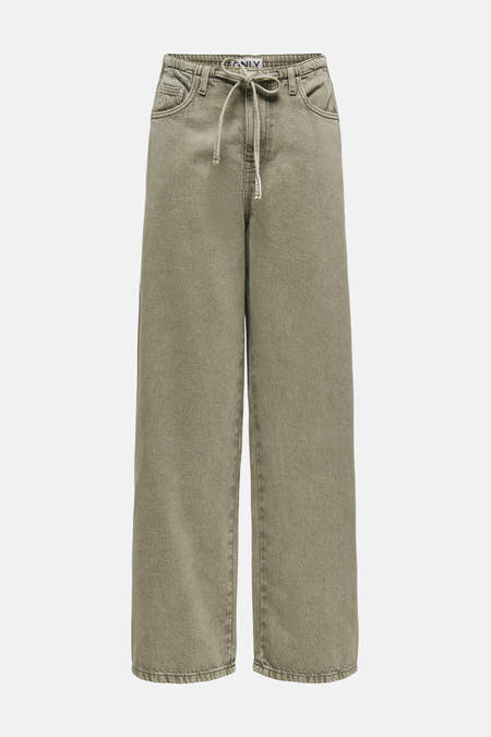 Jean coloré en kaki, de ONLY, avec cordon de serrage à la taille.