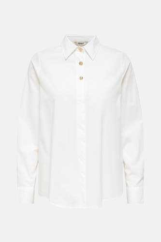 Chemise blanche à manches longues de ONLY, avec des boutons dorés et un col classique.