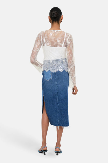 ONLJENA L/S LACE V-NECK TIE TOP OX WVN