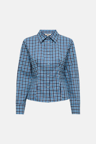 Chemise bleue à manches longues de ONLY, à motif à carreaux.