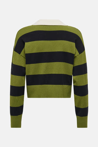 Pull-over rayé vert d'ONLY, avec un col blanc, dos visible.