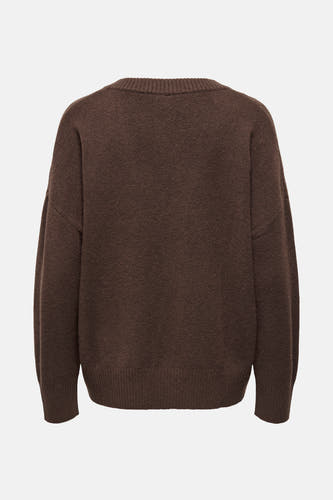 Pull marron avec col en V de ONLY, avec des manches longues et une texture fine tr