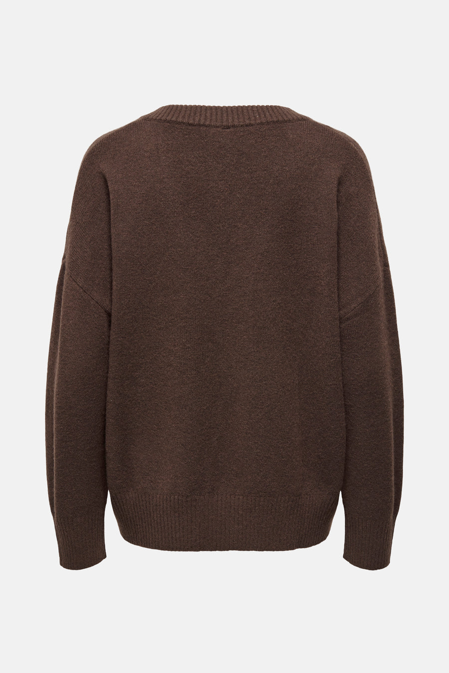 Pull marron avec col en V de ONLY, avec des manches longues et une texture fine tr