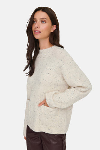 Sweat-shirt écru de JDY avec col rond, poches et fines rayures.