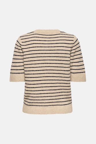 Veste écru ONLY® avec des rayures noires et des manches courtes, vue arrière.
