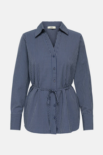 Chemise bleue à rayures avec longues manches de JDY, avec une ceinture et un col.