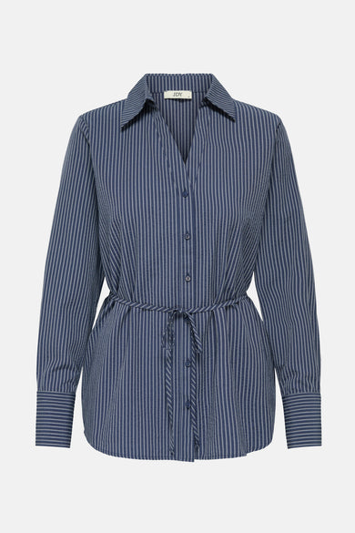 Chemise bleue à rayures avec longues manches de JDY, avec une ceinture et un col.