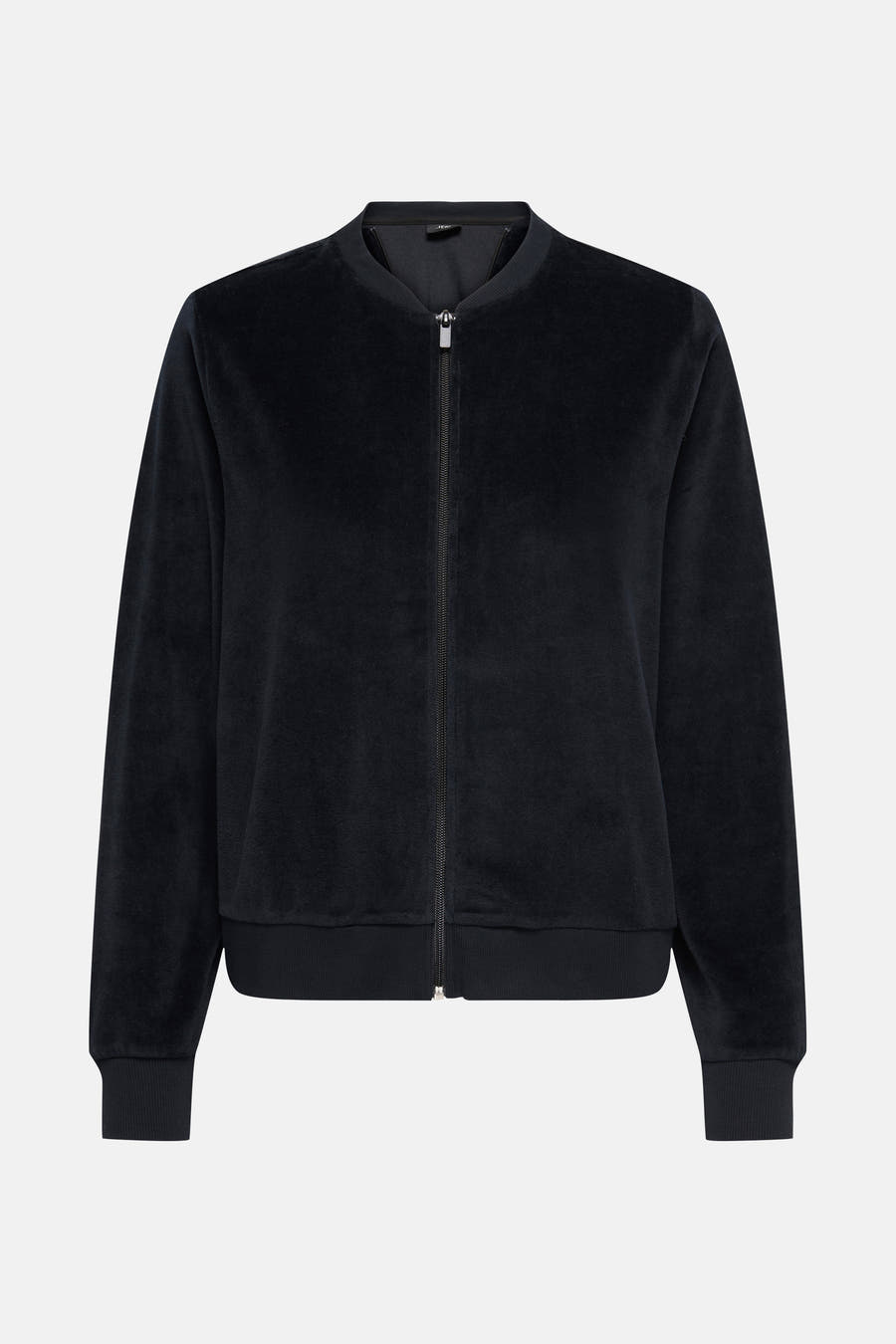 Veste noire de JDY, avec une fermeture à glissière longue.