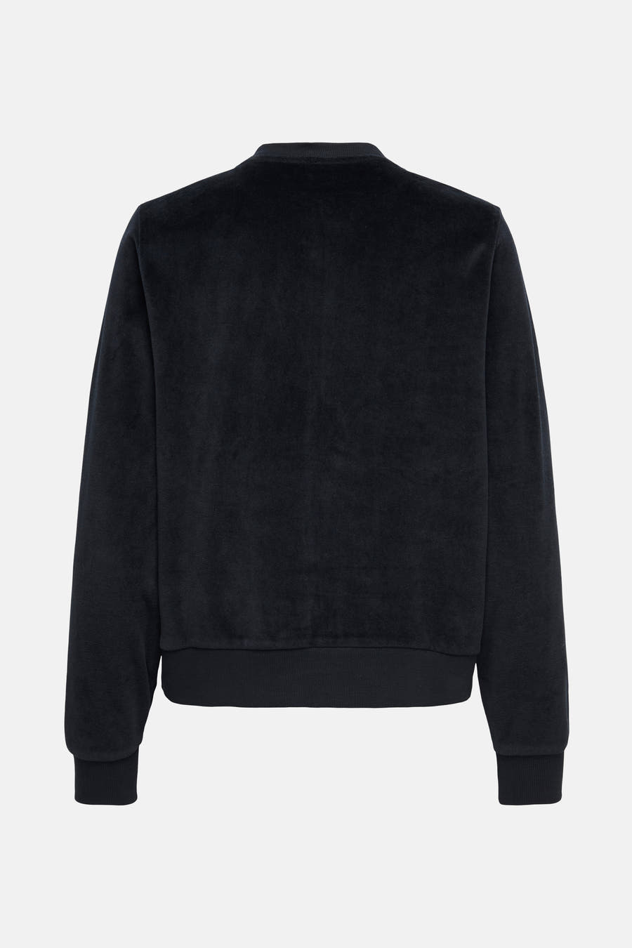 Veste noire de JDY, avec des manches longues et une texture lisse en velours.