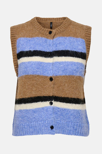 Gilet sans manches multicolore d'ONLY, avec un motif rayé et une fermeture à boutons.