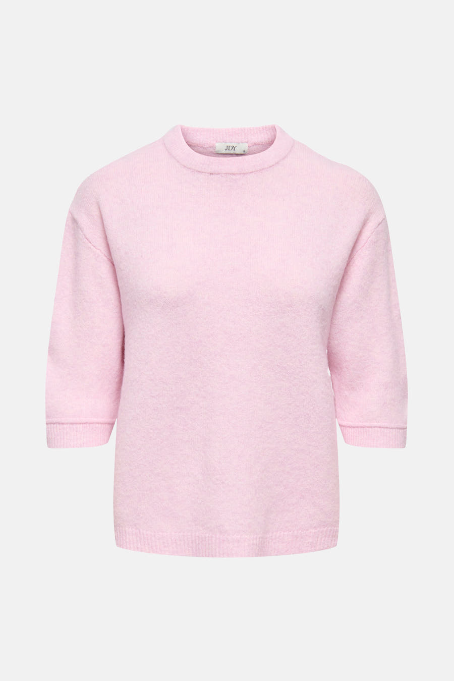 T-shirt rose avec col rond de JDY, à manches courtes et bordures côtelées.