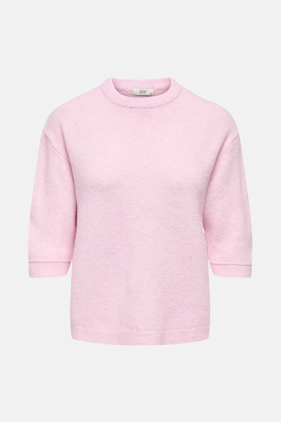 Roze trui met korte mouwen.