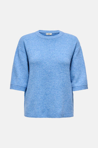 T-shirt bleu marine à col rond de JDY, avec des manches courtes et une douce texture.
