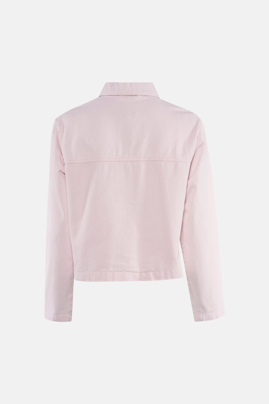Veste courte rose d'ONLY, à manches longues et col droit, vue de dos.