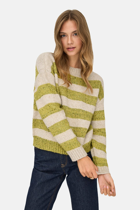 ONLDUNDEE LIFE LS SEQ STRIPE O-NECK KNT