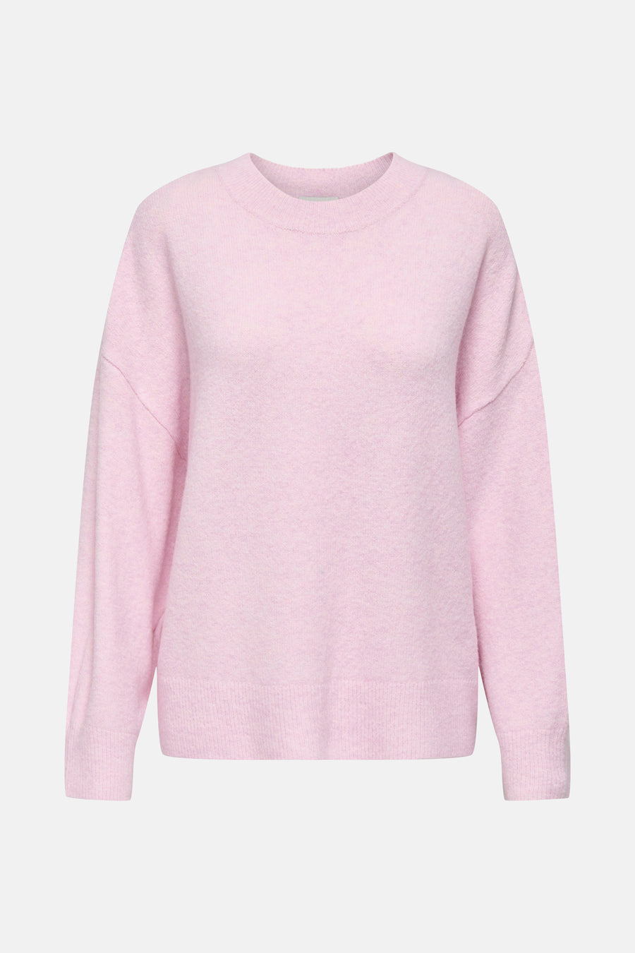 T-shirt rose avec col rond de JDY, avec des manches longues et une fine texture douce.