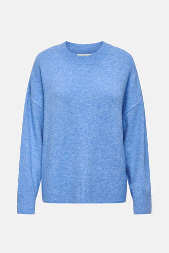 T-shirt bleu avec col rond de JDY, avec une fine structure en bretelles.