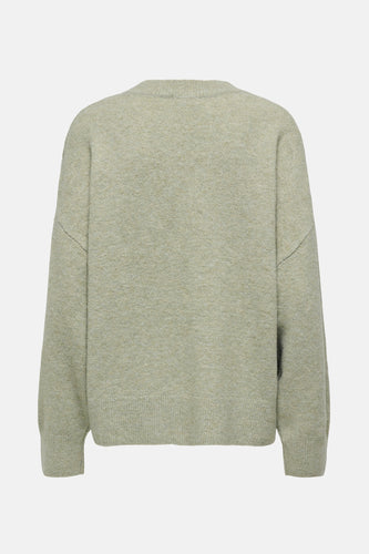 Lichtgroene trui van gebreide stof.