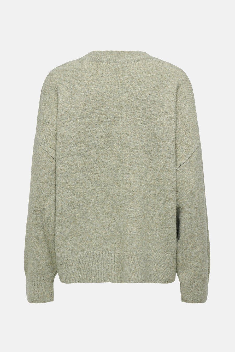 Lichtgroene trui van gebreide stof.