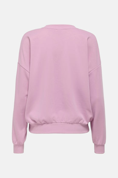 Gilet rose avec col rond de ONLY, vue arrière avec longues manches et bordures côtelées.