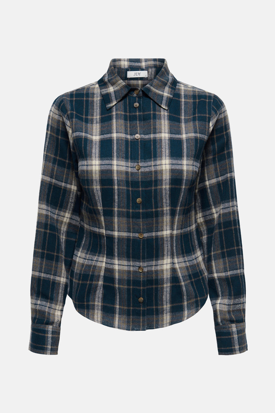 Chemise bleue à carreaux avec longues manches de JDY, avec fermeture à boutons et col classique.